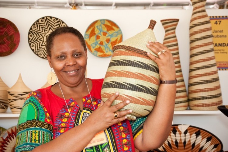 A market favorite, Janet Nkubana of the Gahaya Links Cooperative, Rwanda. (Courtesy of Harvey Morgan II) A market favorite, Janet Nkubana of the Gahaya Links Cooperative, Rwanda. (Courtesy of Harvey Morgan II)
