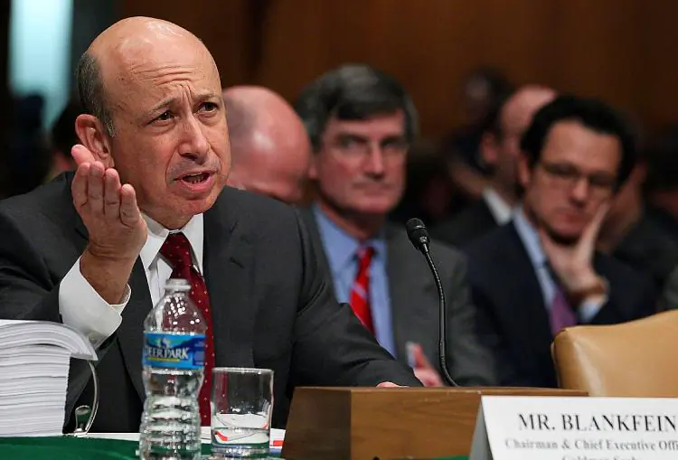 Lloyd Blankfein, former CEO of Goldman Sachs, testifies before the Senate Homeland Security and Governmental Affairs Investigations Subcommittee on Capitol Hill on April 27, 2010 in Washington. (Mark Wilson/Getty Images)