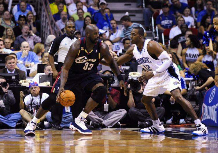 Shaq effectively shut down Dwight Howard in Orlando on Wednesday night. (Sam Greenwood/Getty Images ) Shaq effectively shut down Dwight Howard in Orlando on Wednesday night. (Sam Greenwood/Getty Images )