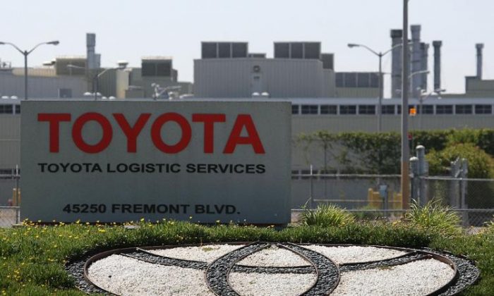 A Toyota sign at the Nummi plant, in a file photo. (Justin Sullivan/Getty Images)