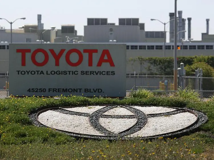 A Toyota sign at the Nummi plant, in a file photo. (Justin Sullivan/Getty Images)