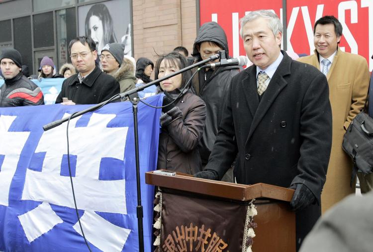 Members of several groups supporting a mass exodus from the Chinese Communist Party held a rally outside the Chinese Consulate on W. 42nd St. on Sunday. The number of people quitting the CCP, and its affiliated organizations, has now exceeded 50 million,  (Edward Dai/The Epoch Times)