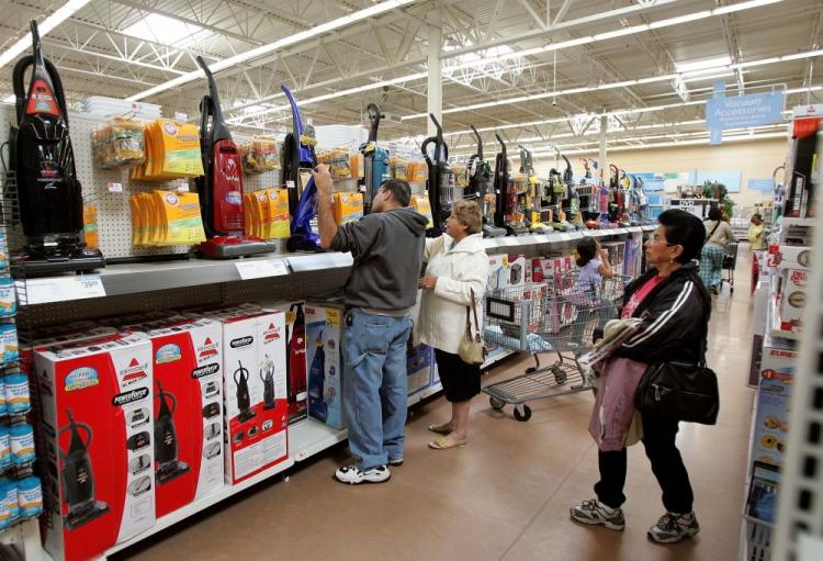 Shoppers at a Wal-Mart store in Chicago, Illinois. The U.S. exported $4.1 billion of U.S.-made products to China in Jan. 2009, while it imported $24.8 billion Chinese-made products. (Tim Boyle/Getty Images) Shoppers at a Wal-Mart store in Chicago, Illinois. The U.S. exported $4.1 billion of U.S.-made products to China in Jan. 2009, while it imported $24.8 billion Chinese-made products. (Tim Boyle/Getty Images)