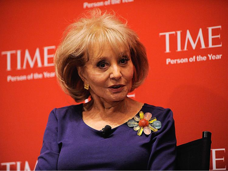 TV personality Barbara Walters speaks at the TIME's 2009 Person of the Year at the Time & Life Building on November 12, 2009 in New York City. (Jemal Countess/Getty Images for Time Inc) TV personality Barbara Walters speaks at the TIME's 2009 Person of the Year at the Time & Life Building on November 12, 2009 in New York City. (Jemal Countess/Getty Images for Time Inc)