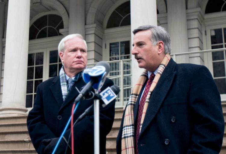 CHANCELLOR AUTHORITY: Assemblymen David Weprin (right) and Tony Avella talk about a new bill that would require City Council approval for the appointment of a schools chancellor. (Courtesy of David Weprin) CHANCELLOR AUTHORITY: Assemblymen David Weprin (right) and Tony Avella talk about a new bill that would require City Council approval for the appointment of a schools chancellor. (Courtesy of David Weprin)