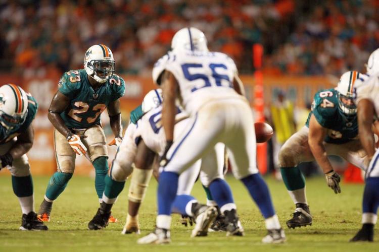 Running back Ronnie Brown, 23, of the Miami Dolphins takes a direct snap in the 'Wildcat' offense against the Indianapolis Colts earlier this season. ( Doug Benc/Getty Images)