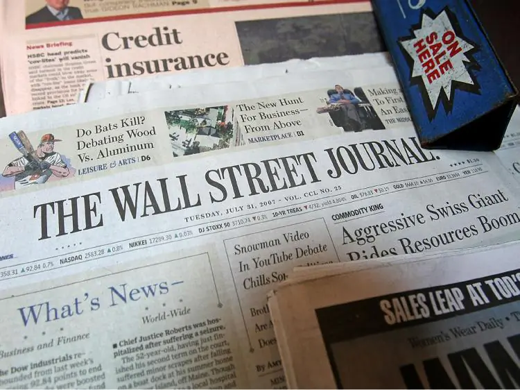 The Wall Street Journal sits on a downtown newsstand in New York City. (Mario Tama/Getty Images)
