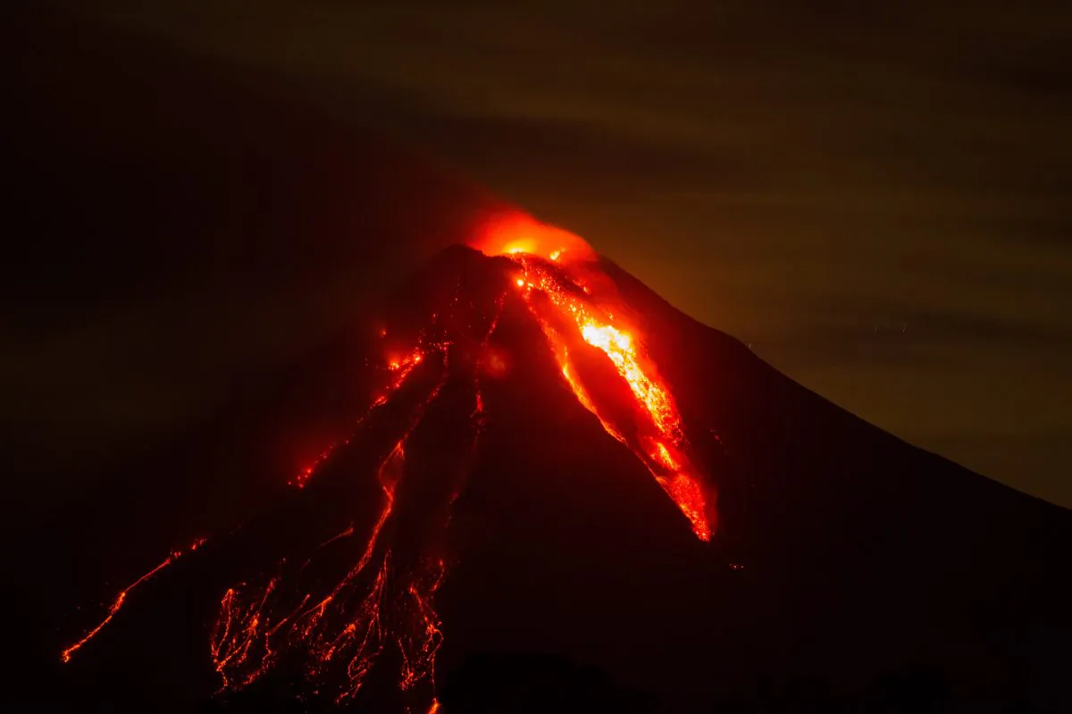 View of the Fire Volcano erupting from San Antonio community, Colima State, Mexico, on July 12, 2015. (Hector Guerrero/AFP/Getty Images)