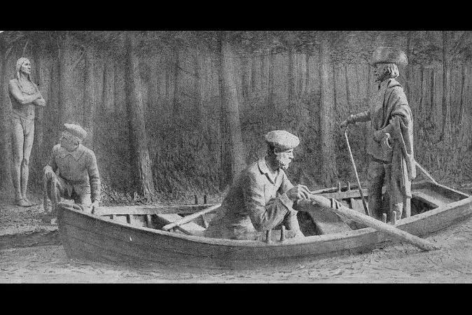 A sculpture of the meeting of Jacques Cartier and Donnacona. (Public Domain)