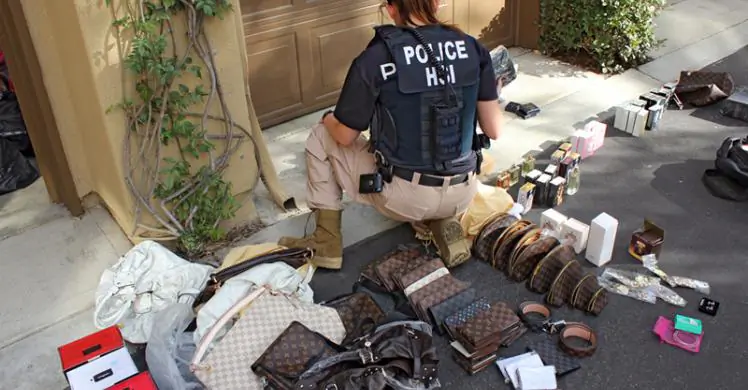 Counterfeit goods are confiscated by police in Santa Ana, Calif., in 2013. (INTELLECTUAL PROPERTY RIGHTS)