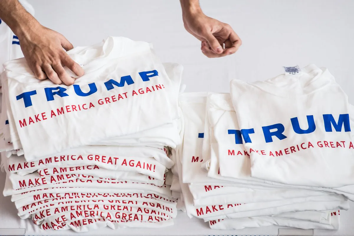 Volunteers pass out Donald Trump T-shirts at a campaign event  in Columbia, S. C., on September 23, 2015. (Sean Rayford/Getty Images)