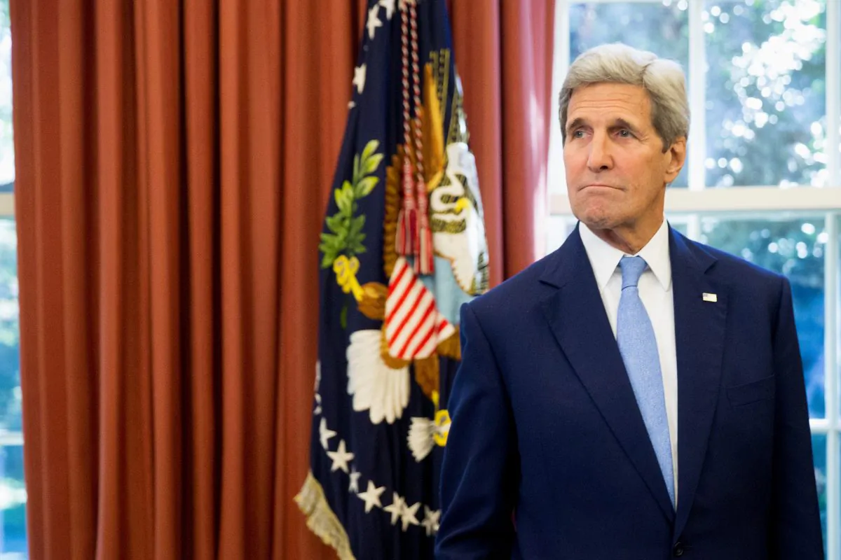 Secretary of State John Kerry in the Oval Office of the White House on Sept. 15, 2015. (AP Photo/Andrew Harnik)