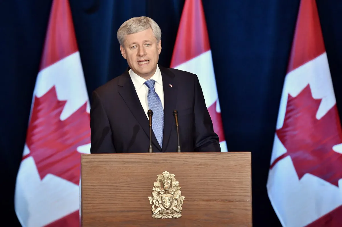 ForPrime Minister Stephen Harper speaks about the Trans-Pacific Partnership trade deal at a press conference in Ottawa on Oct. 5, 2015. Twelve nations, including Canada, have reached a tentative deal on the TPP, a massive Pacific Rim trading bloc billed by Harper as the largest-ever deal of its kind. (The Canadian Press/Nathan Denette)