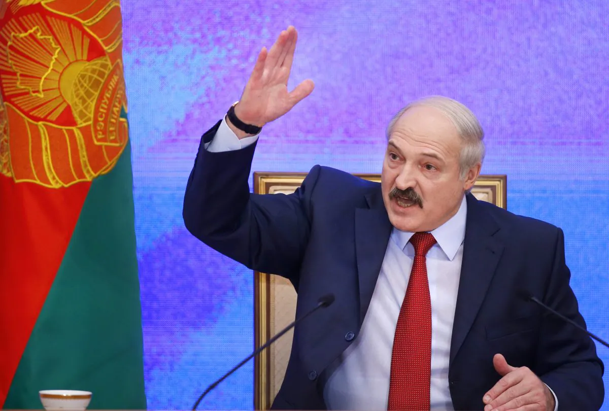 In this Thursday, Jan. 29, 2015 file photo, Belarusian President Alexander Lukashenko speaks during a news conference in Minsk, Belarus. (AP Photo/Sergei Grits)