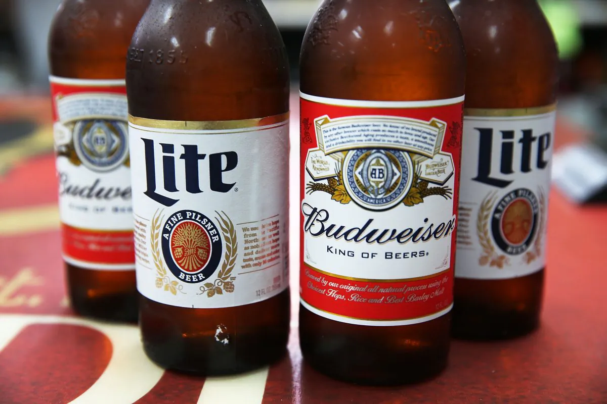 A stock photo of Miller Lite and Budweiser (Illustration by Joe Raedle/Getty Images)