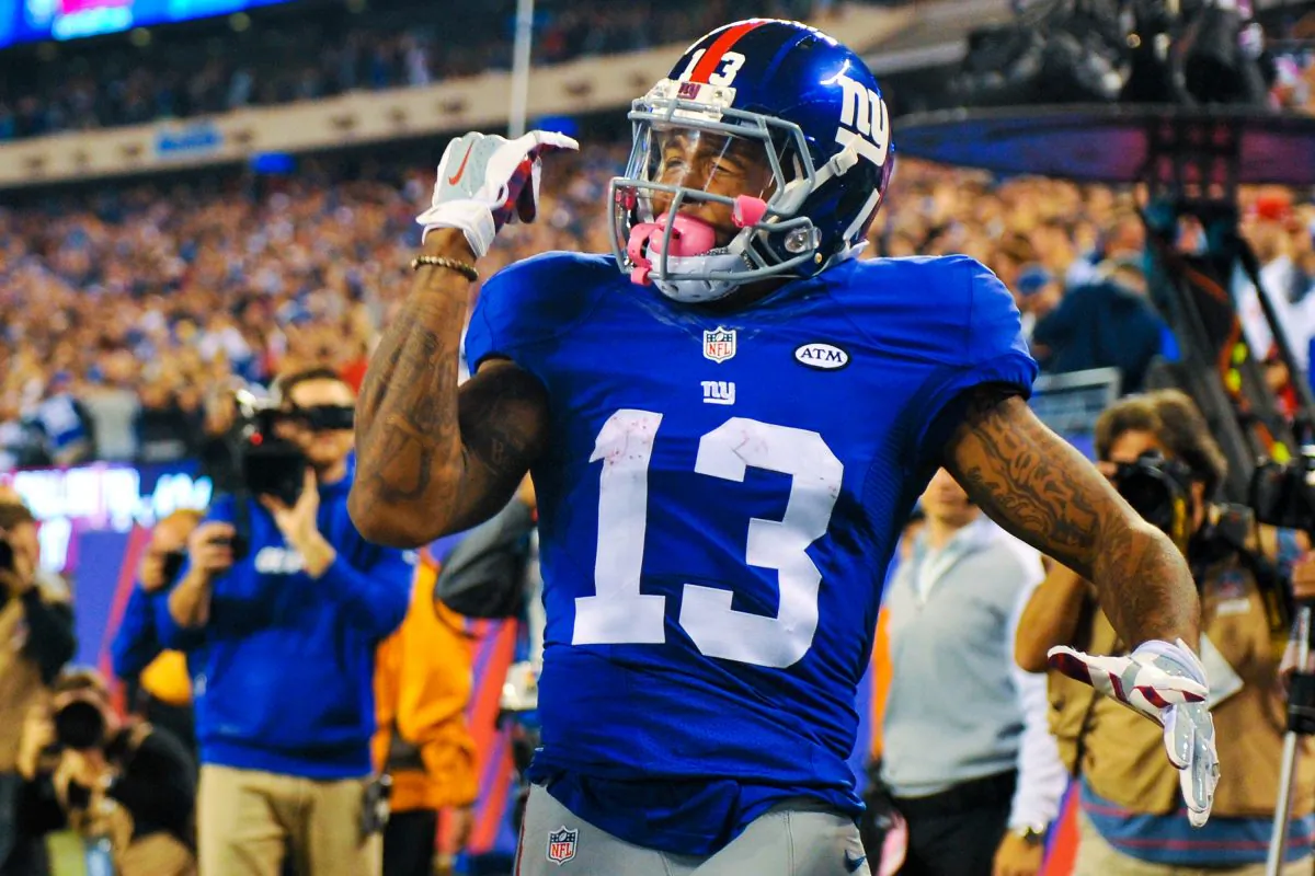 Odell Beckham had seven catches for 121 yards in the Giants 30–27 win over the 49ers on Oct. 11, 2015. (Alex Goodlett/Getty Images)