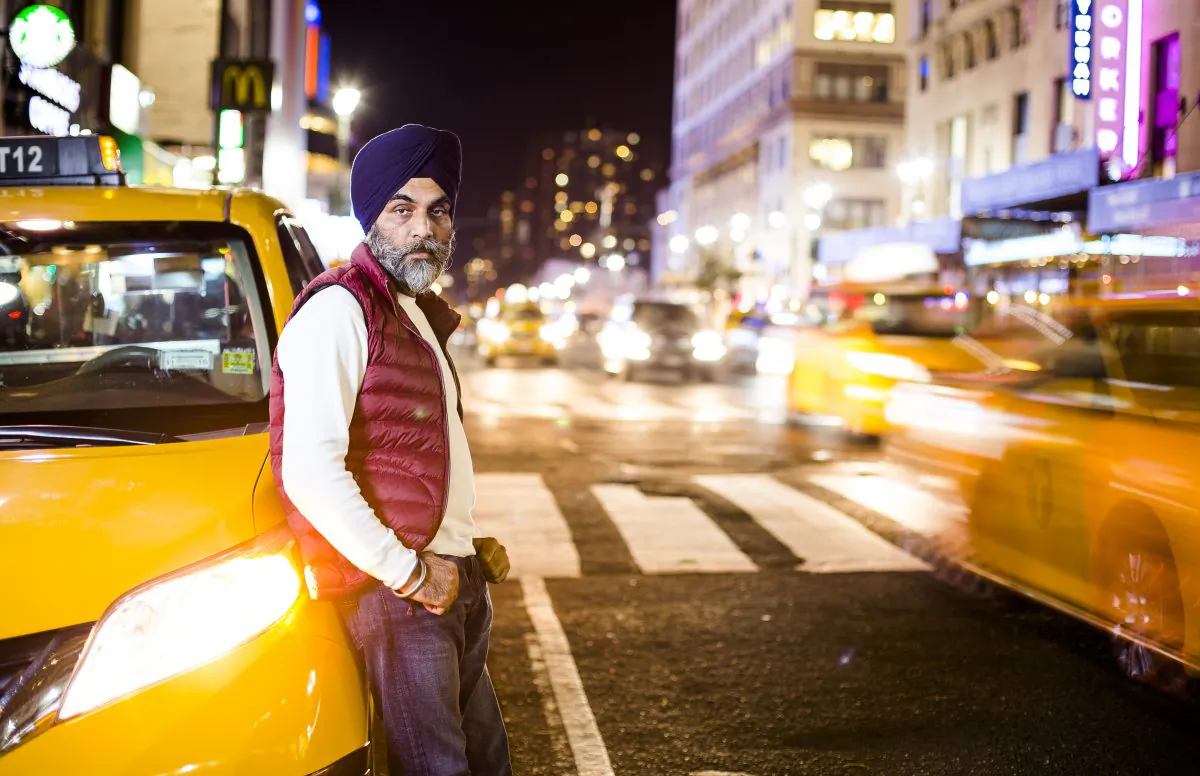 Jaswinder Singh, an individual medallion owner, in Manhattan, New York, on Oct. 7, 2015. Ever since his driver left him for Uber 13 months ago, he has been behind on mortgage payments, and is on the verge of losing his medallion and his house. (Samira Bouaou/Epoch Times)