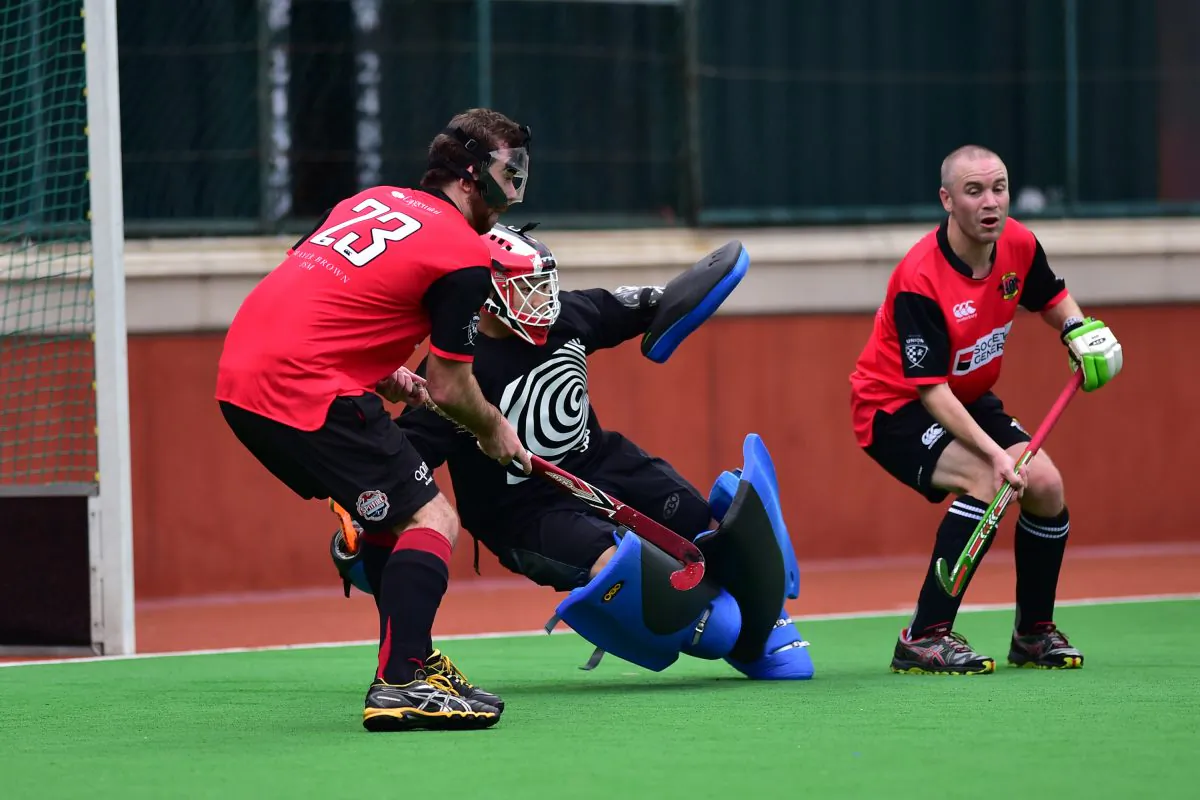 Valley-A defend a penalty corner during their HKHA Premier Division match with HKFC-B at Sports Road on Sunday Oct 11, 2015. (Bill Cox/Epoch Times)