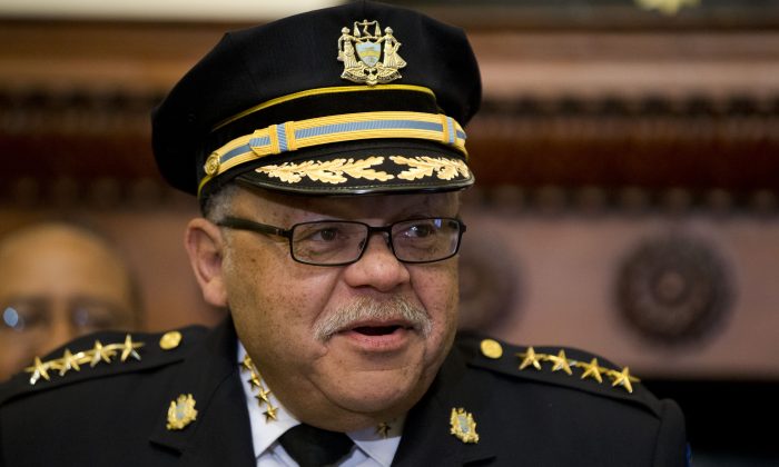 Philadelphia Police Commissioner Charles Ramsey speaks during a news conference Wednesday, Oct. 14, 2015, at City Hall in Philadelphia. Ramsey announced his retirement at the news conference as the administration that brought him to the city comes to an end.  (AP Photo/Matt Rourke)