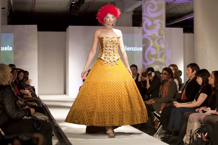 Luis Valenzuela's collection opened the show featuring his eco-friendly designs. (Samira Bouaou/The Epoch Times)