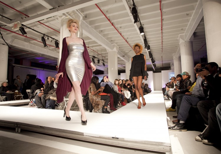 Models showcase Trudy Miller dresses. (Samira Bouaou/The Epoch Times)