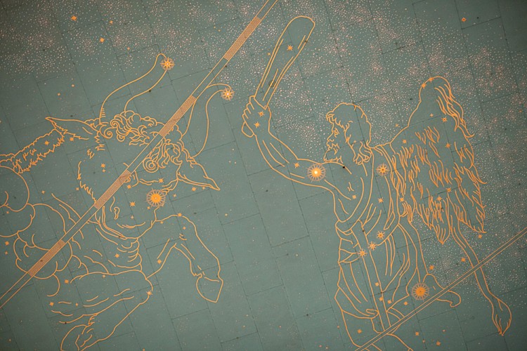  The constellation ceiling of the terminal features 2,500 stars, 60 of which are illuminated. After completion it was discovered that the constellations are completely backward. (Deborah Yun/The Epoch Times)