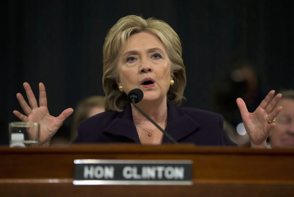 Democratic presidential candidate, former Secretary of State Hillary Rodham Clinton testifies on Capitol Hill in Washington, Thursday, Oct. 22, 2015, before the House Benghazi Committee. (AP Photo/Evan Vucci)
