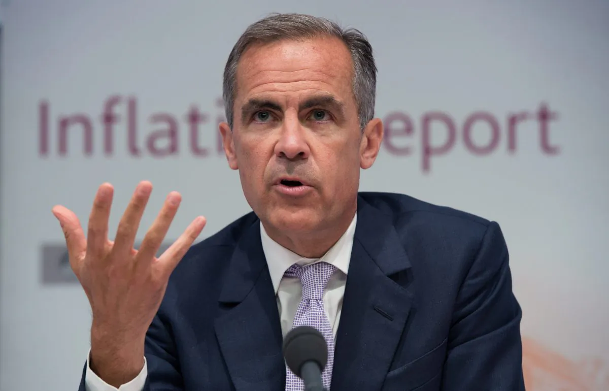 Bank of England Governor Mark Carney speaks at a inflation report press conference in London, England, on Aug. 6, 2015. (Anthony Devlin/Getty Images)