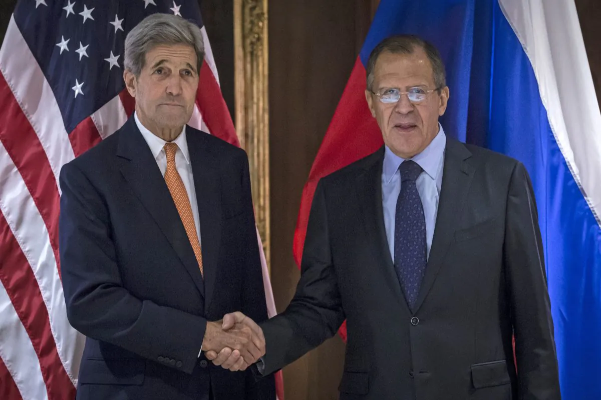 U.S. Secretary of State John Kerry (L) and Russian Foreign Minister Sergey Lavrov in Vienna, Austria, on Oct. 23, 2015. (Carlo Allegri/AP)