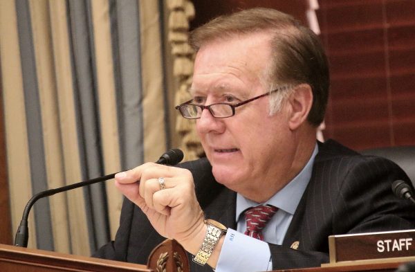 Randy Weber (R-Texas), chairman of the Subcommittee on Energy, reads his opening statement at a congressional hearing titled “Cybersecurity for Power Systems,” on Wednesday, Oct. 21. (Gary Feuerberg/Epoch Times)