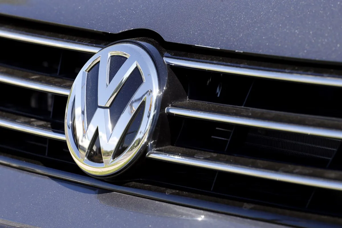 The grille of a Volkswagen car in Boulder, Colo., on Sept. 24, 2015. (AP Photo/Brennan Linsley)