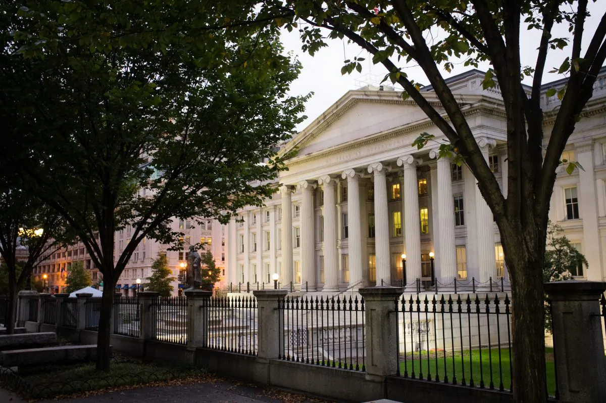The U.S. Department of the Treasury building in Washington. The federal budget makes up 21.5 percent of GDP. (Chip Somodevilla/Getty Images)