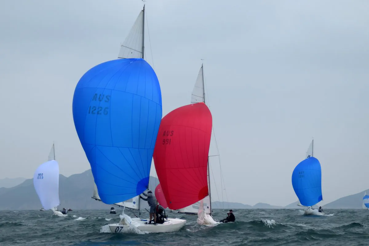 Etchells boats taking part in Day-3 of the Asia Pacific Championship 2015 off Clearwater Bay, Hong Kong on Monday Oct 26, 2015.
(Hong Kong Etchells/Jenny Cooper)
