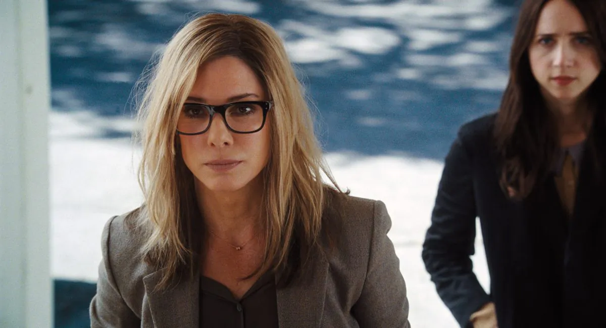 (L–R) Sandra Bullock as Jane and Zoe Kazan as LeBlanc in Warner Bros. Pictures and Participant Media's satirical comedy "Our Brand Is Crisis." (Warner Bros. Entertainment Inc./RATPAC-DUNE Entertainment LLC)