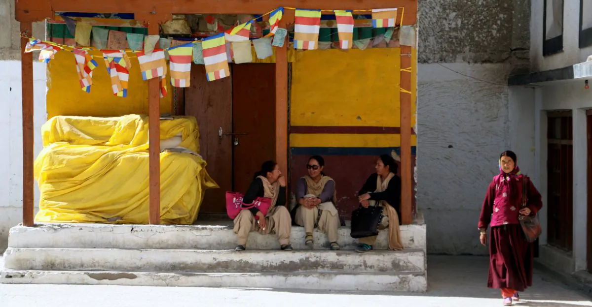 Tibetan refugees outside a monastery in Leh. (Nolan Peterson/The Daily Signal)