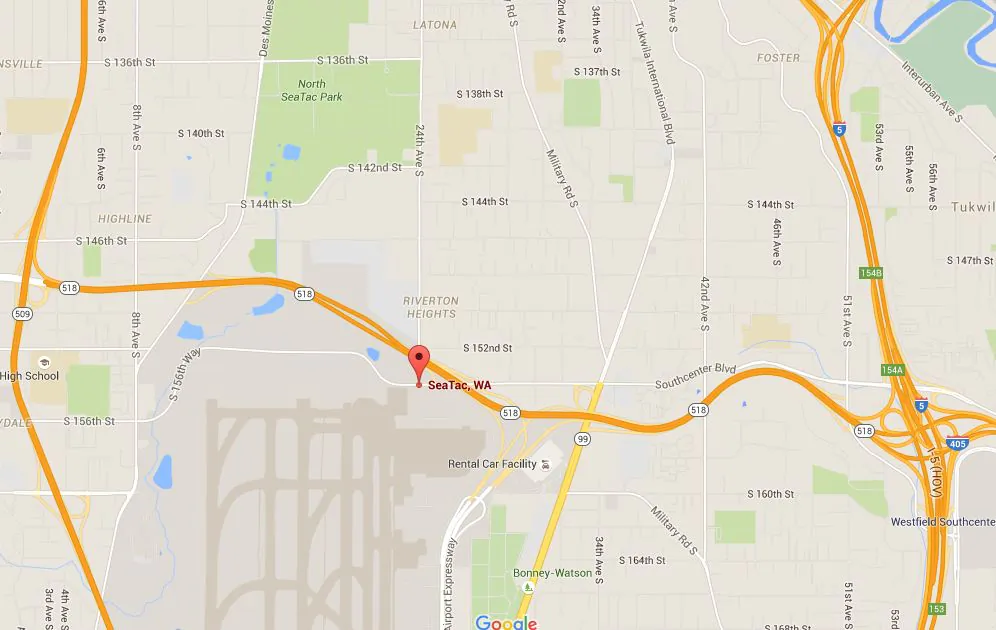 A man was shot and killed in SeaTac near the airport on Thursday afternoon, according to reports. (Google Maps / screenshot)