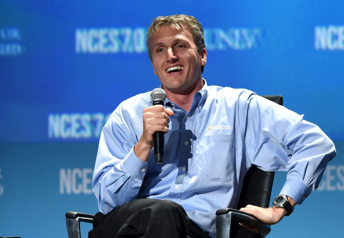Co-Founder and CEO of SolarCity Lyndon Rive speaks at the National Clean Energy Summit 7.0 at the Mandalay Bay Convention Center in Las Vegas, Nevada, on Sept. 4, 2014. Political and economic leaders are attending the summit to discuss a domestic policy agenda to advance alternative energy for the country's future. (Ethan Miller/Getty Images)