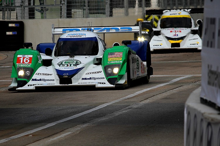 Guy Smith leads Steven Kane around the course, trying to snatch back fastest lap in the closing seconds of the session. (Regis Lefebure/Dyson Racing) Guy Smith leads Steven Kane around the course, trying to snatch back fastest lap in the closing seconds of the session. (Regis Lefebure/Dyson Racing)