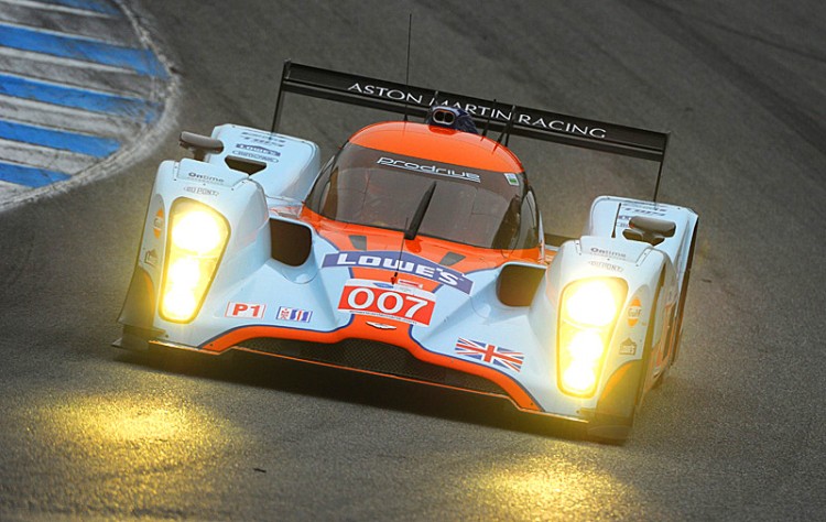 Adrian Fernandez put the #007 factory Aston Martin on the second row of the grid, next to the Muscle Milk machine. (Americanlemans.com) Adrian Fernandez put the #007 factory Aston Martin on the second row of the grid, next to the Muscle Milk machine. (Americanlemans.com)