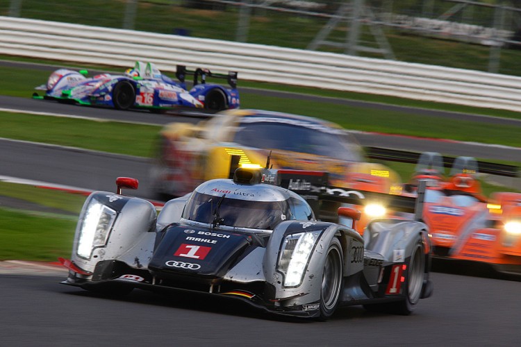Timo Bernhard and Marcel Fässler were leading the race when they had to pit for bodywork repairs. (Audi AG) Timo Bernhard and Marcel Fässler were leading the race when they had to pit for bodywork repairs. (Audi AG)
