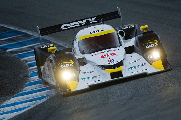 The #20 Oryx Racing Dyson Lola Mazda of Butch Leitzinger, Steven Kane and Humaid Al Masaood voluntarily sidelined itself to help the Dyson car seal the championship. (Regis Lefebure/Dyson Racing) The #20 Oryx Racing Dyson Lola Mazda of Butch Leitzinger, Steven Kane and Humaid Al Masaood voluntarily sidelined itself to help the Dyson car seal the championship. (Regis Lefebure/Dyson Racing)