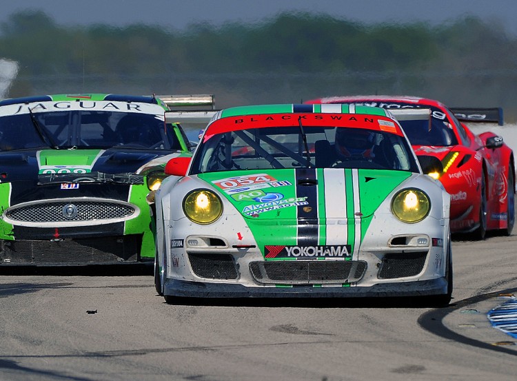 Jeroen Bleekemolen put the #54 Black Swan GTC Porsche on the pole after losing a wheel on his first lap. (Americanlemans.com) Jeroen Bleekemolen put the #54 Black Swan GTC Porsche on the pole after losing a wheel on his first lap. (Americanlemans.com)