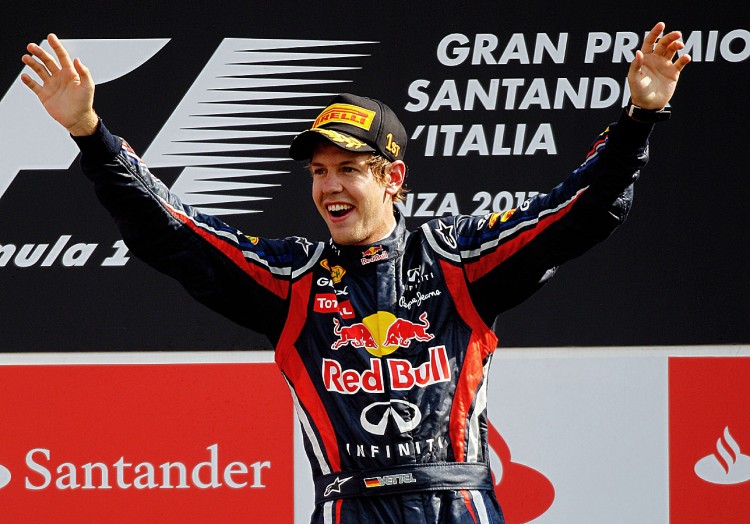 Sebastian Vettel celebrates after winning the Formula One Italian Grand Prix at the Autodromo Nazionale di Monza. (Paul Gilham/Getty Images) Sebastian Vettel celebrates after winning the Formula One Italian Grand Prix at the Autodromo Nazionale di Monza. (Paul Gilham/Getty Images)