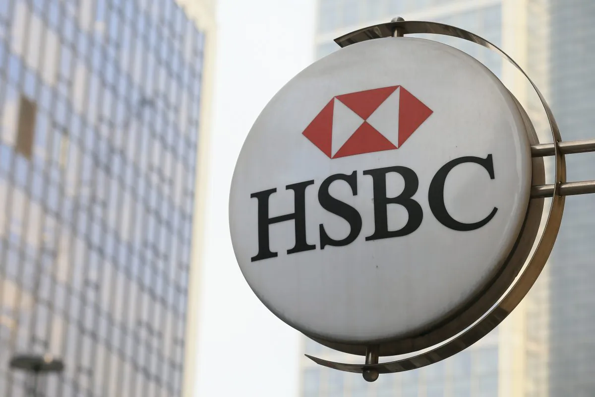 The sign at a branch of HSBC near Liverpool Street Station in London on Nov. 2, 2015. (Tim Ireland/AP Photo)
