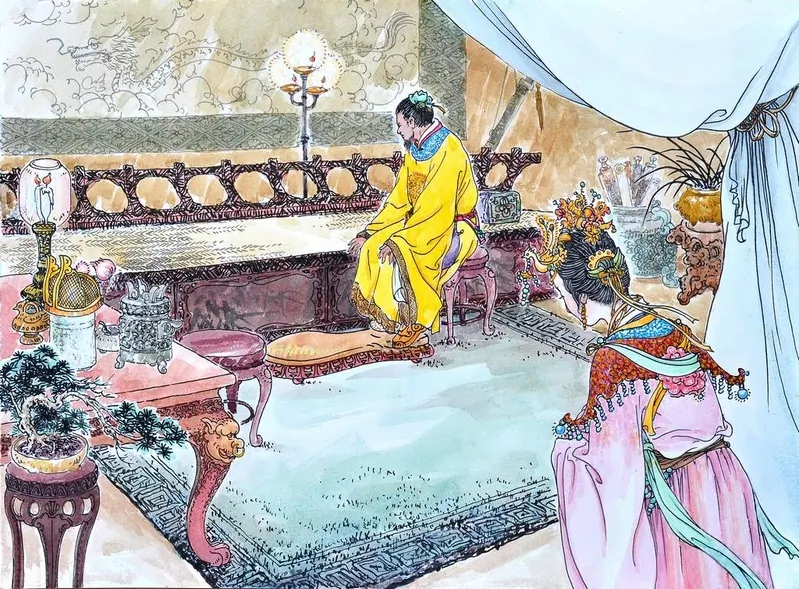 A depiction of Tang Dynasty empress Zhangsun and her husband, Taizong. 