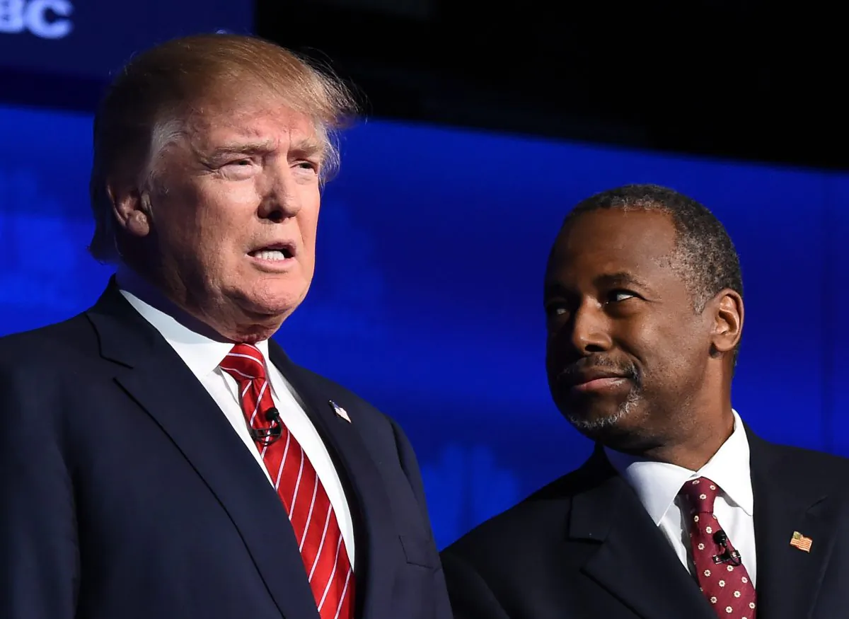 Republican presidential hopefuls Donald Trump and Ben Carson at the third Republican Presidential Debate, in Boulder, Colo., on Oct. 28. (Robyn Beck/AFP/Getty Images)