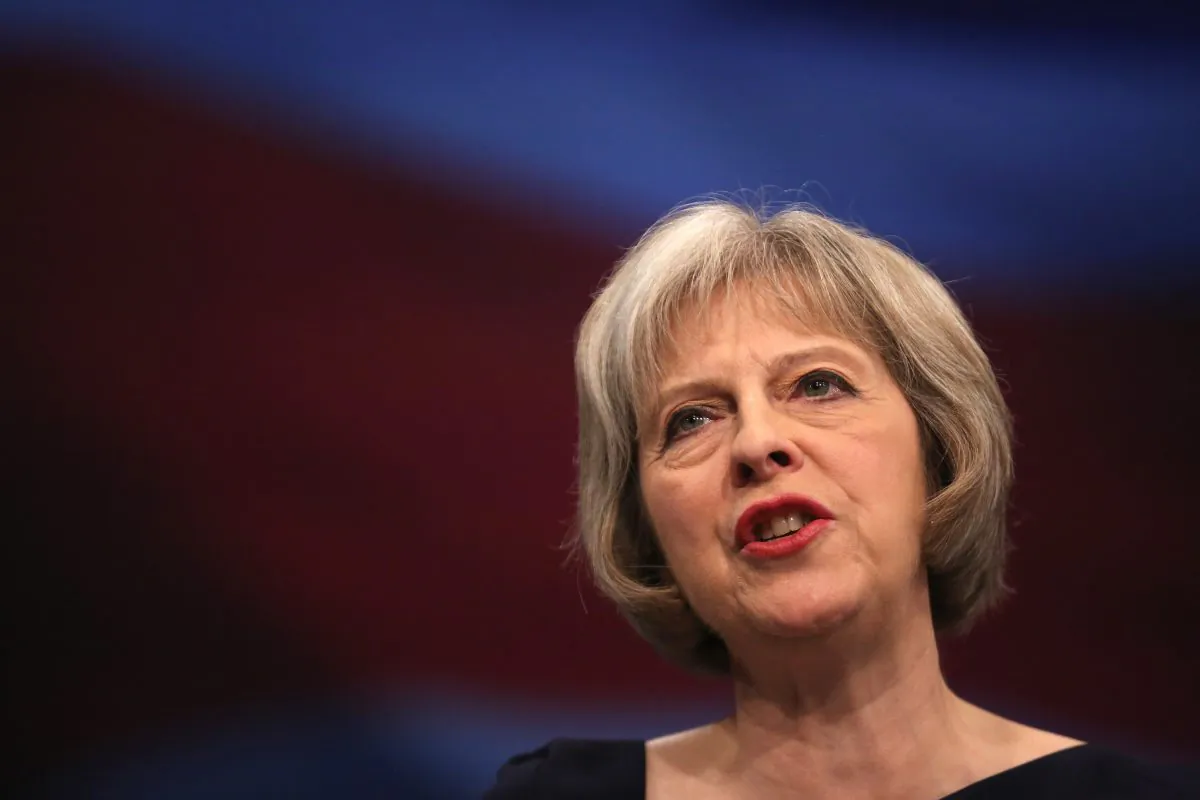 Home Secretary Theresa May delivers her keynote speech to delegates during the Conservative Party Conference on October 6, 2015 in Manchester, England.  (Christopher Furlong/Getty Images)