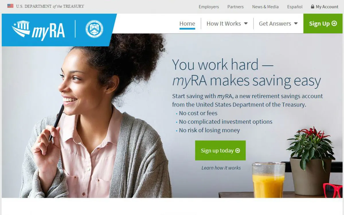 The Treasury Department said Wednesday, Nov. 4, 2015, that the government-backed retirement savings plan myRA, for “my IRA,” is now available nationwide. (Screenshot/myRA.gov)