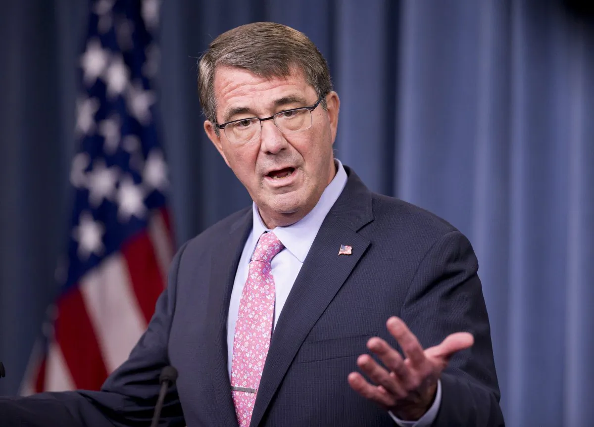 Defense Secretary Ash Carter speaks to reporters during a news conference at the Pentagon, Wednesday, Sept. 30, 2015. (AP Photo/Manuel Balce Ceneta)