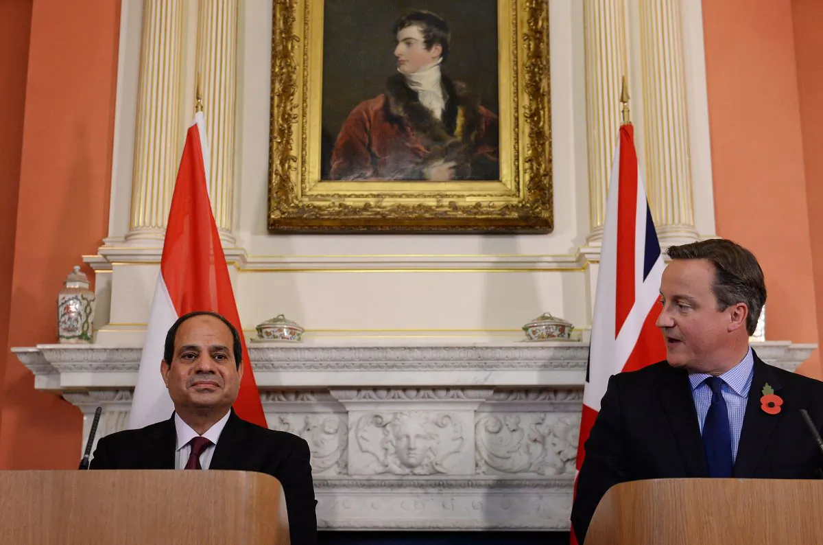 Egyptian President Abdel Fattah al-Sisi (L) and British Prime Minister David Cameron at a press conference following their meeting in London on Nov. 5, 2015. (Stefan Rousseau/AFP/Getty Images)